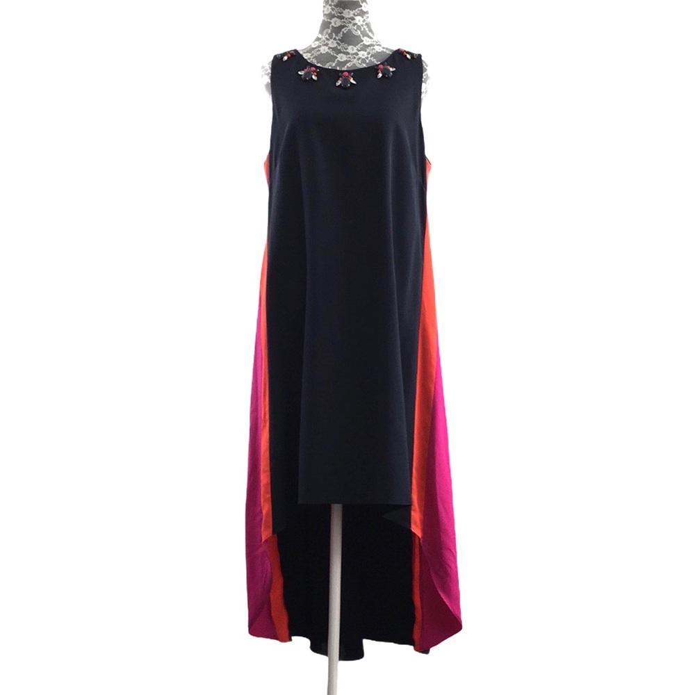 Vince Camuto Colorblock High Low Trapeze Dress